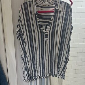 Jane and Delancey Black and White Striped Blouse
